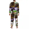 Vêtements de nuit pour hommes Pyjama de course de chevaux Ensemble d'automne Imprimé animal Chambre chaude Lady 2 pièces Vintage Oversize Graphique Costume de maison Cadeau d'anniversaire