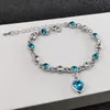 Hart Crystal Bracelet Designer Sieraden Keten Liefde Diamant WOMEAN GIRLEN SCHAAKBELEGEN BLAUW CRYSTAL BROOD BRACKET FASHIER SIELRY CADEA