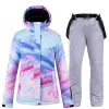 Giacche da 30 set da neve da ragazza set impermeabili per scioppare abbigliamento da snowboard abbigliamento inverno in costume da esterno + pantaloni cinturini donne