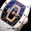RM Watch Mens Wrist zegarek Moissanite Na rękę Richardemille Womens Series RM037 Black Ceramic Women Watch 52x34,4 mm średnica RM037