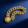 Lyxdesigner Hip Hop Gold Medusa Charm Armband High End Thick Chain Armband för kvinnor och män Koppar Material Elegant Classic Punk Vintage Style Jewelry