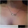 Colares Pingente Infinito Amor Número Oito Charme Jóias Moda Elegante Ouro Sier Cor Menina Lady Link Chain Gargantilha para Drop Deli DHT5U