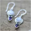 Hoop & Huggie New Arrival Moonstone Vintage Pendant Dangle Earring For Women Waterdrop Round Oval Shape Diamond Elagant Jewelry Gift Dhadj