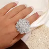 Cluster Rings Korean Delicate Crystal Flower For Women Girl Champagne Color Personality Midi Finger Anillos Valentine's Day Gift