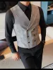 Gilet de costume à Double boutonnage de Style britannique pour hommes, Slim et décontracté, sans manches, pour Banquet, fête, smoking, serveur, boîte de nuit