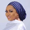 Vêtements ethniques Candy Couleur Head Wraps Musulman Hijab Bonnets Mode Chapeaux Plissé Turban Cap Pour Femmes Africain Auto Geles Aso Oke Headtie