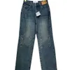 Designer loewee jeans moda di lusso per donna jeans all'inizio dell'autunno etichetta in pelle ginocchio ricamato jeans marchio snello e pantaloni a gamba dritta