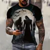 Homens camisetas Vintage para homens Horror Undead Skull Padrão 3D Impresso Manga Curta Moda Oversized T-shirt Casual Wowen's