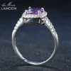 Anelli LAMOON 7mm 1.5ct Taglio quadrato naturale Ametista viola Anello di fidanzamento in argento sterling 925 Gioielli da donna S925 LMRI039