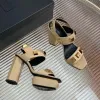 Fivela quadrada Peep Toe Sandálias de plataforma Bombas femininas bloco robusto de salto alto com alça no tornozelo Sapatos de luxo designer de salto alto Calçado de fábrica