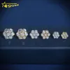 Hot Selling Trendy Sparkle Lab Grown Diamond 10k Yellow Gold Cluster Flower Mens Moissanite Earring