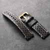 Andere horloges Handgemaakte slangenhuid gelamineerde armband 20MM 22MM echt leer grijze heren dikke armband met retro-stijl horlogeband J240222