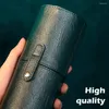 Cosmetic Bags Women Girl Travel Portable Makeup Brush Holder Universal PU Leather Bedroom Easy Clean Waterproof Button Closure Gift