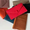 Womens Ultra-thin Ins Style Genuine Leather Card Holder Fashion Mini Short Envelope Wallet Korean Japan Credit Card Case Purse