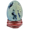 Titanyum kaplamalı kuvars kristal yumurta figürinleri ahşap standı iyileştirici Druzy Agate Geode Örneği Masaüstü Dekor Ev Süsleri