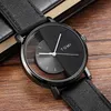 Unikalny zegarek Creative Pół przezroczysty zegarek unisex dla mężczyzn Kobiety Para maniak stylowa skórzana zegarek kwarc-Watch336d