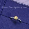 Anéis luowend 18k anéis de ouro branco 0.40 quilates real natural amarelo diamante anel de noivado para mulheres casamento luxo design quadrado
