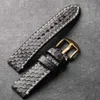 Andere horloges Handgemaakte slangenhuid gelamineerde armband 20MM 22MM echt leer grijze heren dikke armband met retro-stijl horlogeband J240222