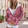 Kadın Hoodies Sweatshirtler Bol moda Sonbahar ve Kış Sıcak Renkli Retro Çiçek Baskı Gündelik Cep Uzun Kollu Kolsuz Külkü