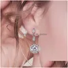 Stud Nieuwste Sier Plated 3A Zirkonia Ronde Drop Earring Voor Vrouwen Elegant Koper Ingelegd Cz Gift Bruiden Bruidsmeisjes Drop Delivery Dhsqx