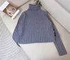 Women's Sweaters designer brand Early Spring New Guc Loose and Lazy Side Chess Card Customized Weaving Vertical Stripe High Neck Pullover Wool Top BZ3C