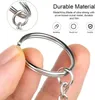 Keychains Metal Blank Keyring Keychain Split Rings Keyfob Key Lobster Clasp Chain Pendant Ring Stainless Useful Steel