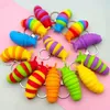 UPS Party Finger Slug Snail Caterpillar Key Chain Toy Toy Toy Toy Toy Cleart Legance anti-ancister keyyrings squize sensory toys