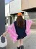 Women's Jackets Mesh Spliced Denim Coat Spring Summer Petal Sleeve Cardigan Anime Patchwork Outfit Wear Abrigo De Mujer