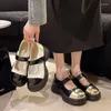 Dress Shoes Ladies On Sale 2024 Fashion Round Toe Women's Pumps Autumn Shallow Mixed Colors Female Platform Chunky Heels