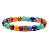 Bracelets extensibles en pierres de lave naturelles perlées de 8 mm, brins d'énergie de guérison Reiki, couleur 7 chakras, perles de prière de Bouddha, bracelet Jewe Dhr1C