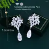 Boucles d'oreilles BeaQueen éblouissante couleur blanche Marquise CZ argent plaqué longue goutte d'eau boucle d'oreille pour les femmes fête de mariage bijoux cadeau E663