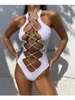 Women's Swimwear Hollow Out Women 2022 High Neck Solid Black Cut Backless Monokini Bandage Bathing Suit Holiday One Piece SwimsuitH24222