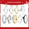 2024 NYA 100% 925 Silver Högkvalitativ original Logo Row of Hearts Eternity Wave Ring Women's Valentine's Day Jewelry Gift