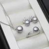 Zestawy ślubne biżuteria z perłową biżuterię dla kobiet, naturalna biżuteria perłowa 925 srebrna biżuteria dziewczyna mama urodziny najlepszy prezent
