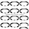 Bracelets de charme 12 Constellations Bracelets en acier inoxydable Manchette Hommes Chaîne en caoutchouc noir Charme Bracelet Bracelets Zodiac Design Bijoux Dhteo