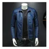 Erkek ceketler erkekler için gerçek deri ceket mavi kuzu derisi motosiklet moda trendleri