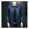 Vestes pour hommes Veste en cuir véritable pour hommes Blue Lambskin Moto Tendances de la mode