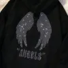 Sweatshirts women Winter hoodie sweatshirts y2k harajuku gothic hoodies grunge clothes Angel Wings Bling Rhinestones Pullover Korean Style