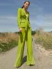 HIGH QUALITY Newest Fashion 2024 Designer Runway Suit Set Women's Belted Blazer Jacket Wide Leg Pleated Pants Set Two pieces