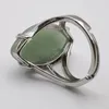 Cluster Rings Natural Green Aventurine Stone Horse Eye Shape Bead GEM Finger Ring Size 8-9 Jewelry X305