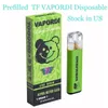 Vorgefüllter TF VAPORDI Einweg-E-Zigaretten-Stift, wiederaufladbar, 1,0 ml Verdampfer, 10 Sorten, Lagerbestand in den USA