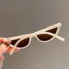 Солнцезащитные очки 2023 Ретро Маленькие солнцезащитные очки в полурамке Женские солнцезащитные очки кошачий глаз Модные современные очки Модный люксовый бренд-дизайнер ShadesL2402