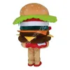 Costume da mascotte del personaggio della mascotte del costume della mascotte del grande hamburger sveglio su misura professionale Vestito operato dalla festa di Halloween di Natale