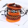 Charm Armbänder Vintage Evil Eye Armband Mtilayer Einstellbare Echtes Leder Charm Armreif Manschette Für Frauen Männer Armband Perlen Türkische Dhrmi