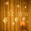 Star Moon LED Curtain Garland String Light Eid Mubarak Ramadan Dekorationer för hem Islam Muslim Event Party Supplies Decor 240219