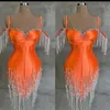 Mode Mini robes de bal pour les femmes chérie Spaghetti sangle robe sans manches cristal gland robe courte pour soirée sur mesure