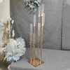 Castiçais 50 pcs 8 cabeças candelabros de metal estrada chumbo mesa peça central ouro candelabro suporte pilar castiçal casamento