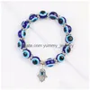 Bracelets de charme Bracelets bleus pour femmes filles dame mode européenne et américaine élégant Hamsa main Fatima mauvais œil conceptions charme Je Dhoaf