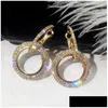 Hoop Huggie Bling Femmes Goujons Cerceaux Double Cercle Boucles D'oreilles Cadeau Rose Or Sier Mode Design Élégant Cristal Strass Dangl Dhwmd