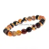 Perlen Natürliche Vulkanstein Armbänder Armreifen 8mm Frauen Perlenstränge Colorf 7 Chakra Yoga Nce Perlen Buddha Gebet Elastisches Armband Dhtqa